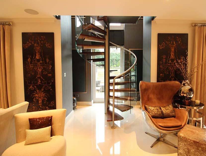 spiral staircase with glass balustrade