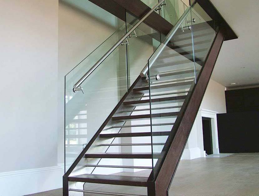 straight staircase with glass balustrade