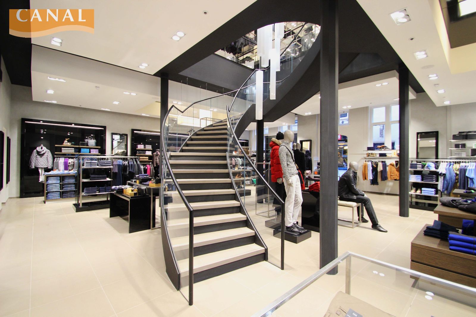 hugo boss contemporary helical commercial staircase