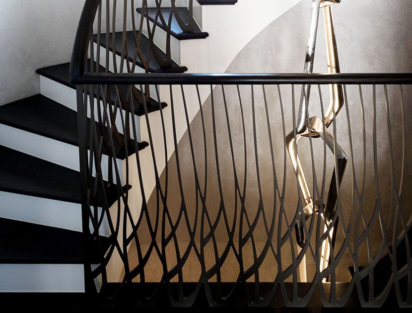 laser cut balustrade with spiral stairs